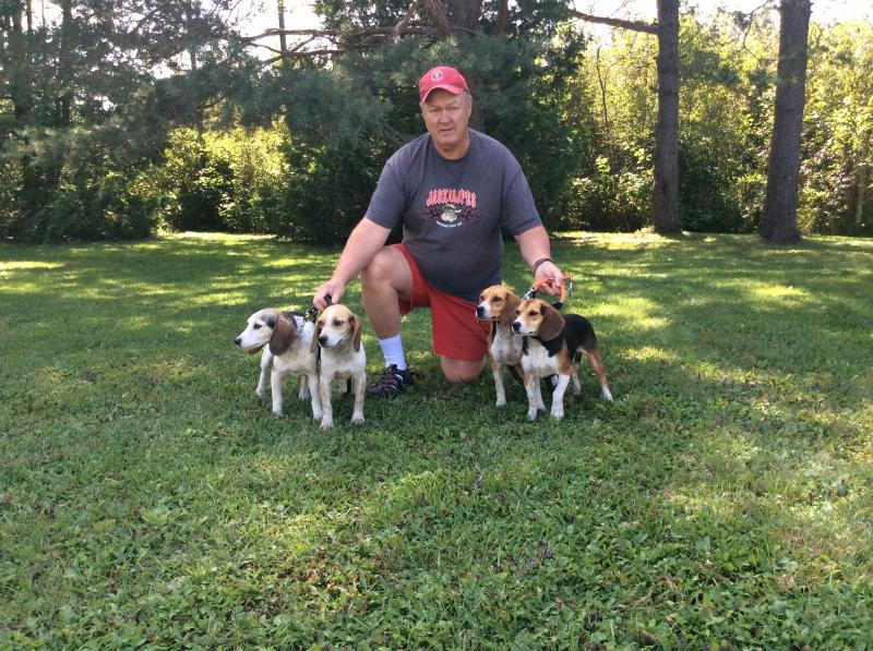 Mike with 4 Beagles 